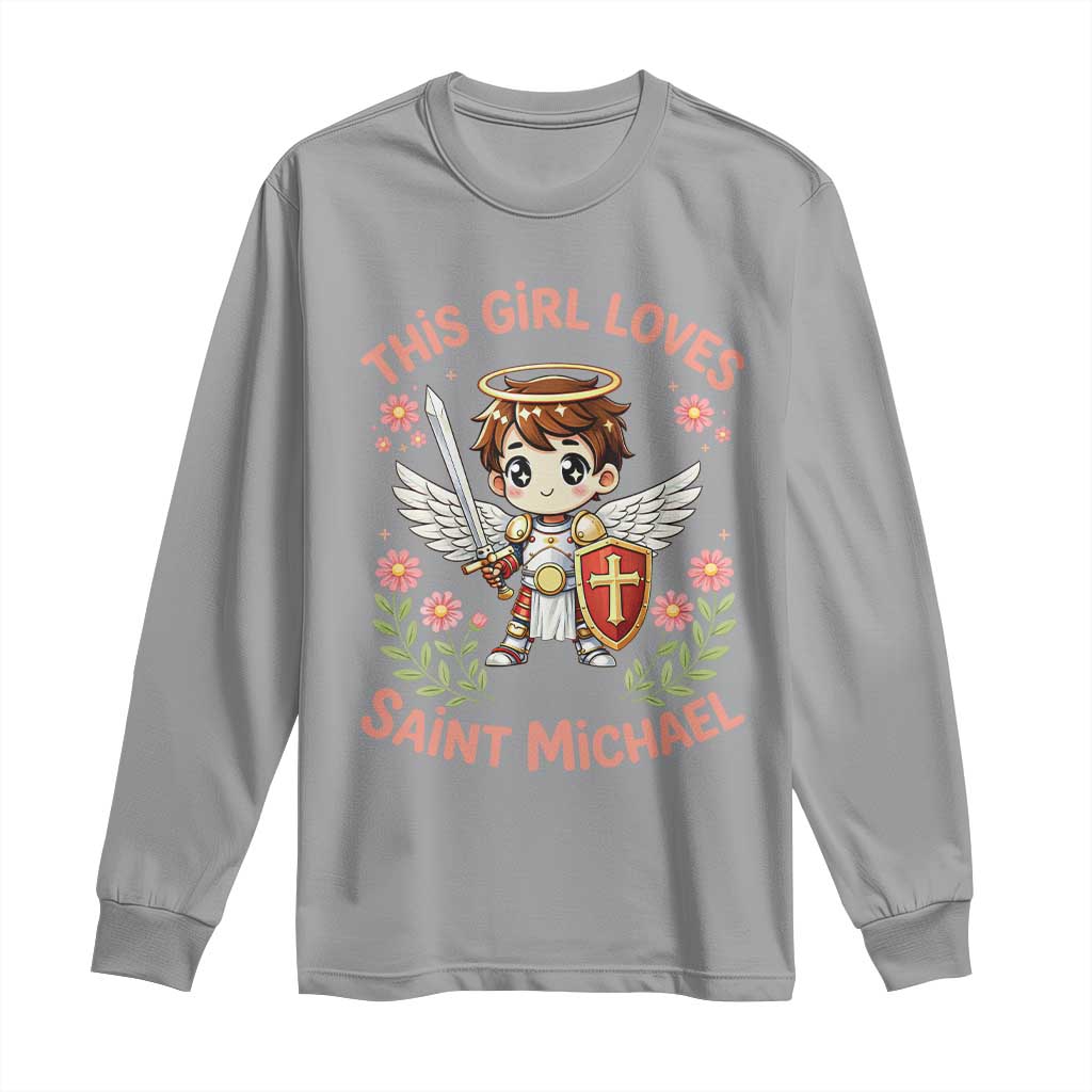 This Girl Loves Saint Michael Long Sleeve Shirt Catholic Faith Gift