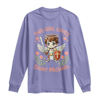 This Girl Loves Saint Michael Long Sleeve Shirt Catholic Faith Gift