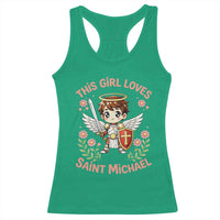 This Girl Loves Saint Michael Racerback Tank Top Catholic Faith Gift