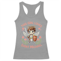 This Girl Loves Saint Michael Racerback Tank Top Catholic Faith Gift