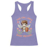 This Girl Loves Saint Michael Racerback Tank Top Catholic Faith Gift