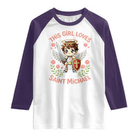 This Girl Loves Saint Michael Raglan Shirt Catholic Faith Gift