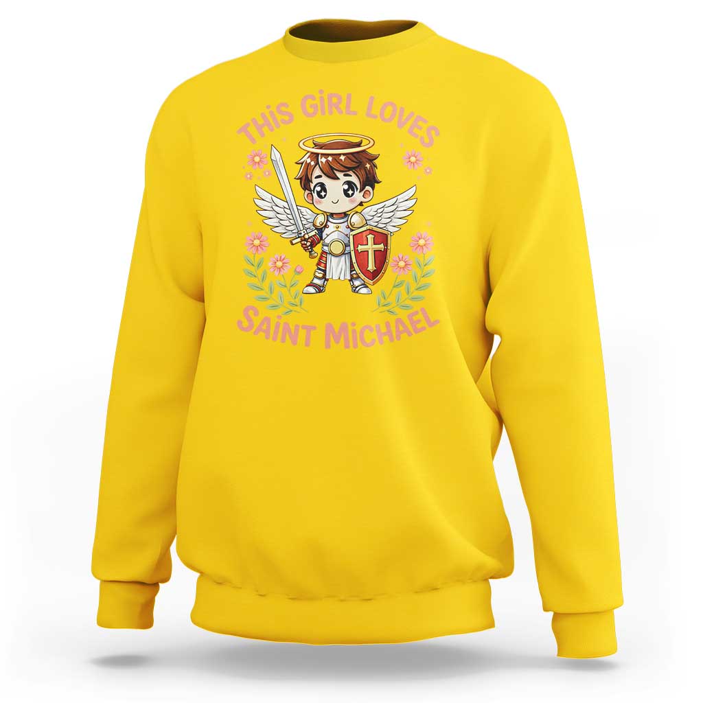 This Girl Loves Saint Michael Sweatshirt Catholic Faith Gift