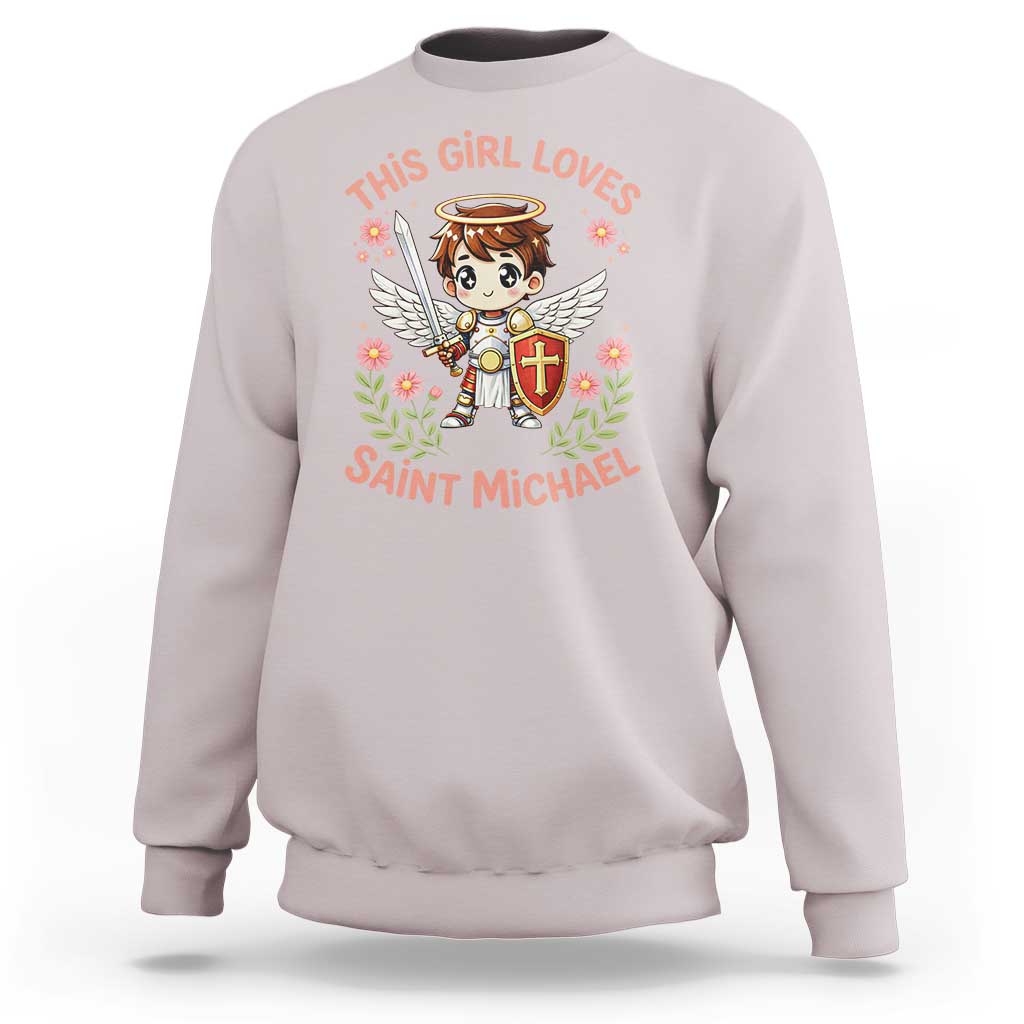 This Girl Loves Saint Michael Sweatshirt Catholic Faith Gift