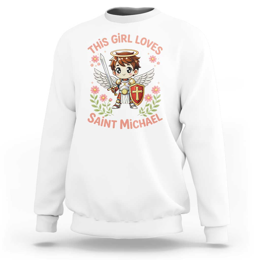 This Girl Loves Saint Michael Sweatshirt Catholic Faith Gift