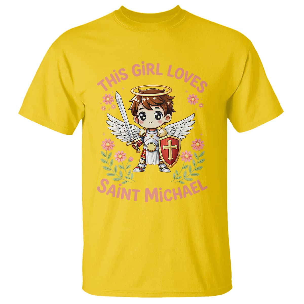 This Girl Loves Saint Michael T Shirt Catholic Faith Gift