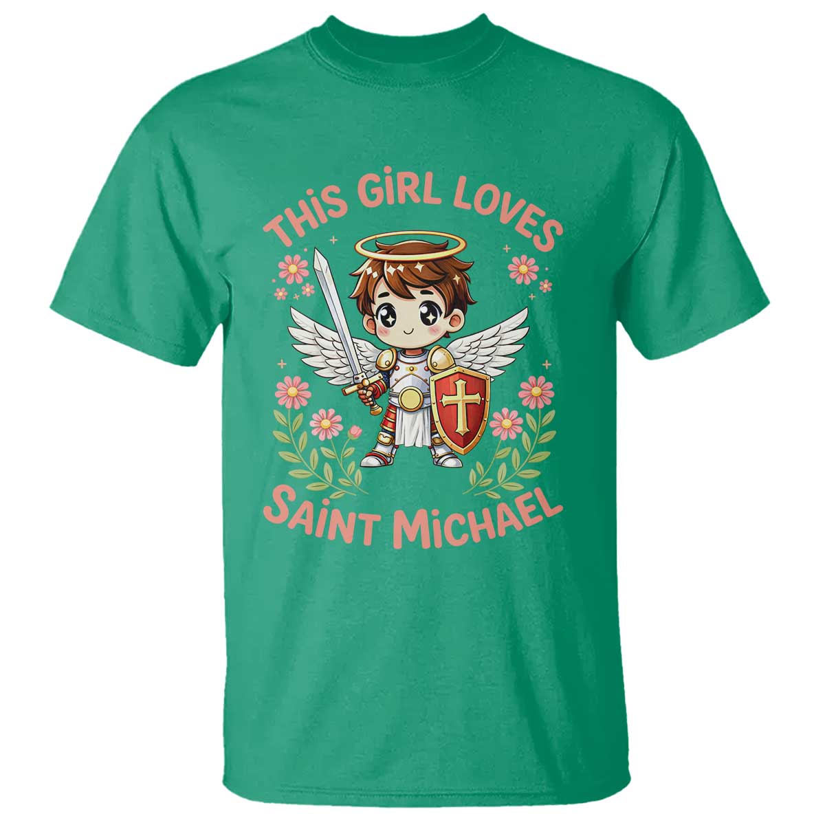This Girl Loves Saint Michael T Shirt Catholic Faith Gift