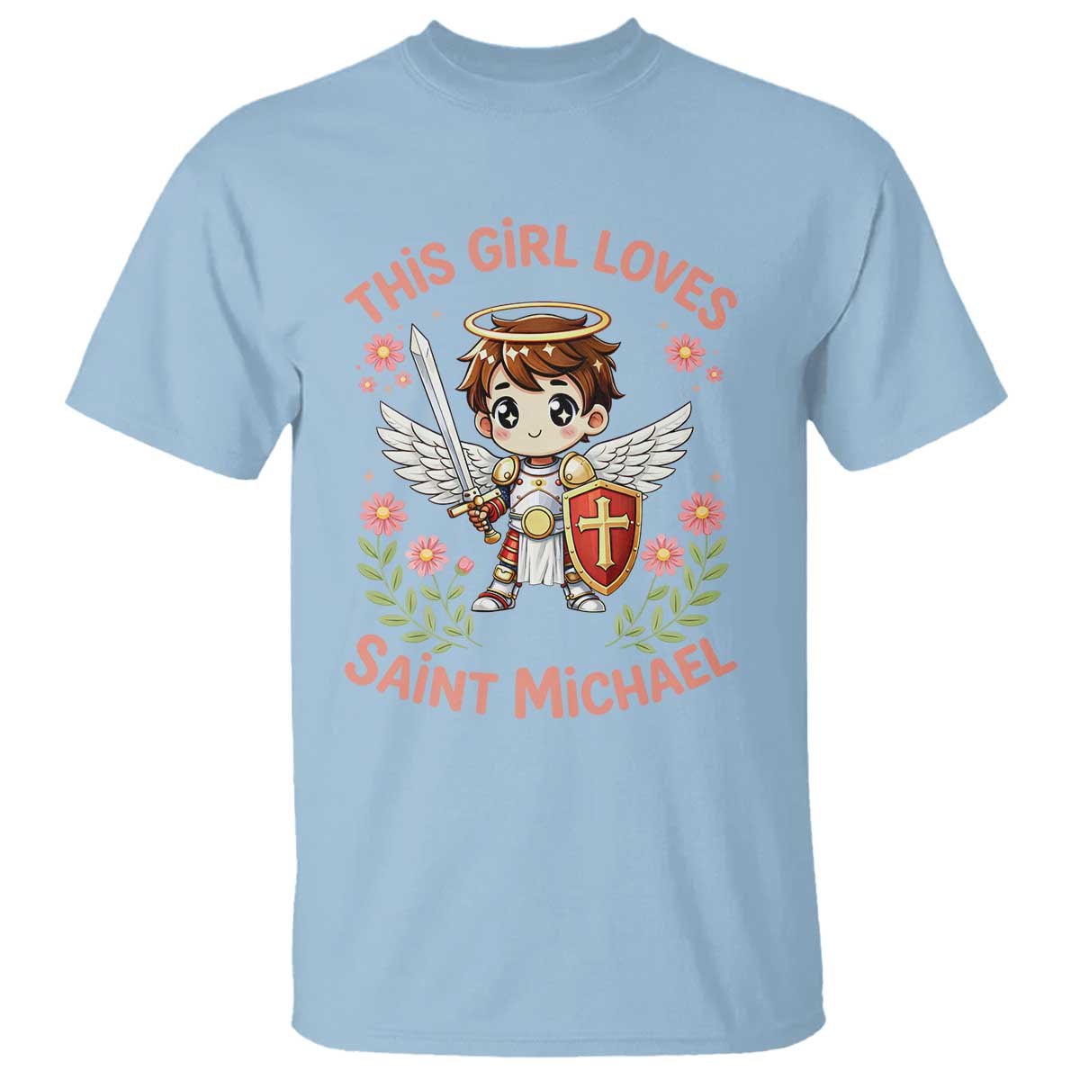 This Girl Loves Saint Michael T Shirt Catholic Faith Gift