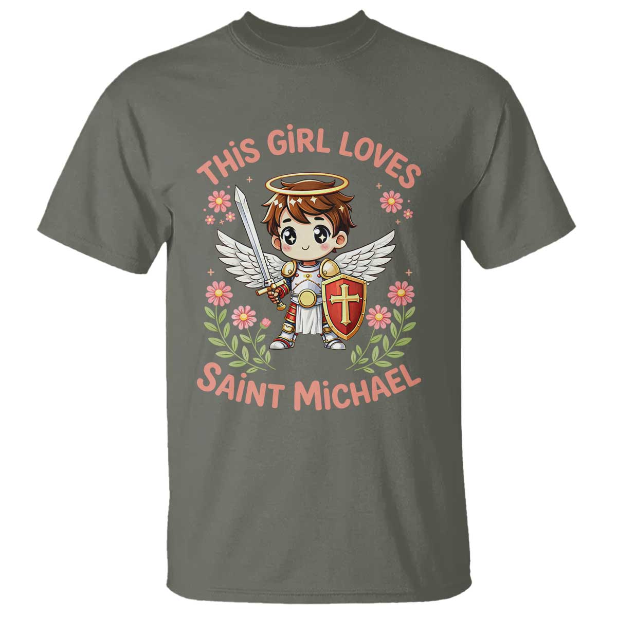 This Girl Loves Saint Michael T Shirt Catholic Faith Gift