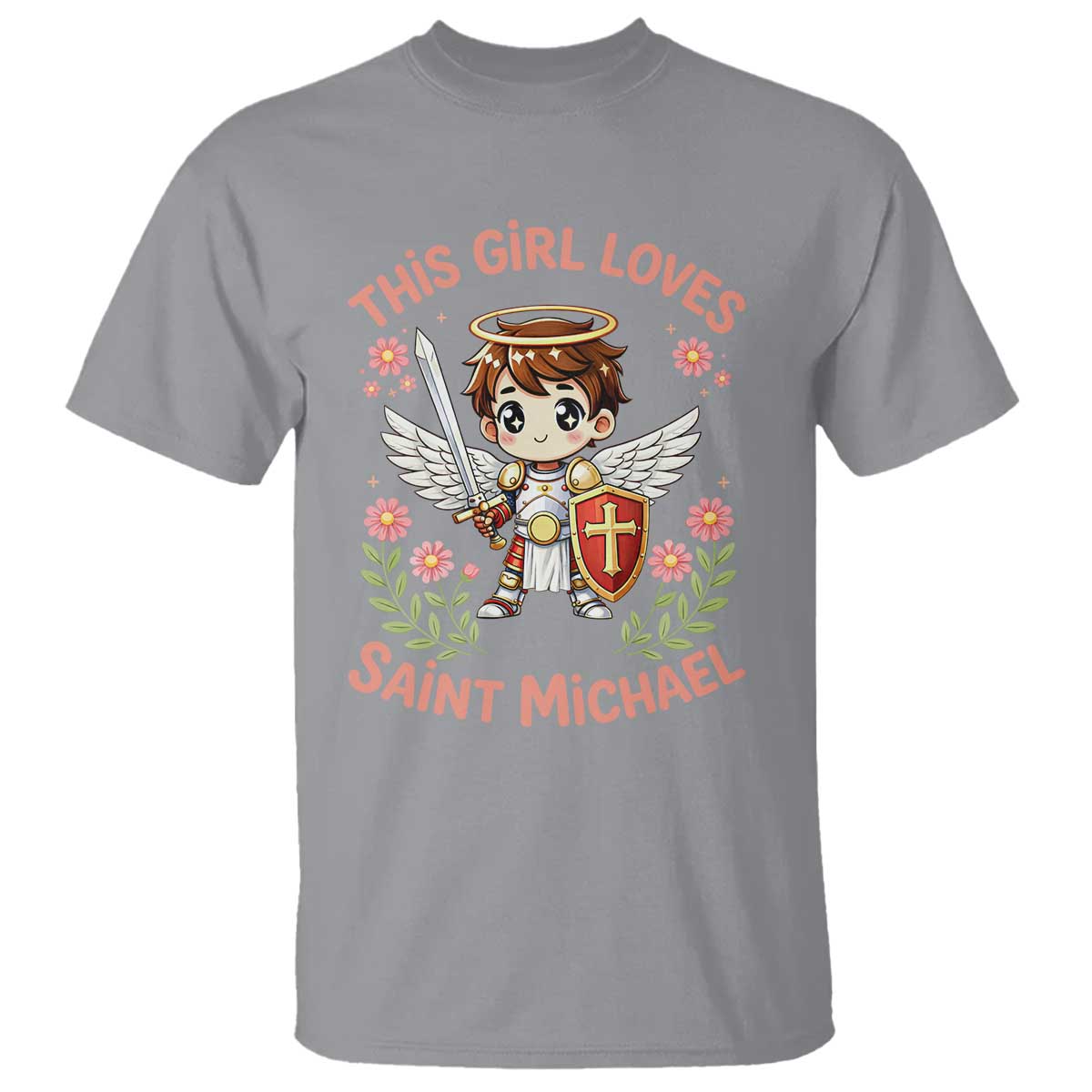 This Girl Loves Saint Michael T Shirt Catholic Faith Gift