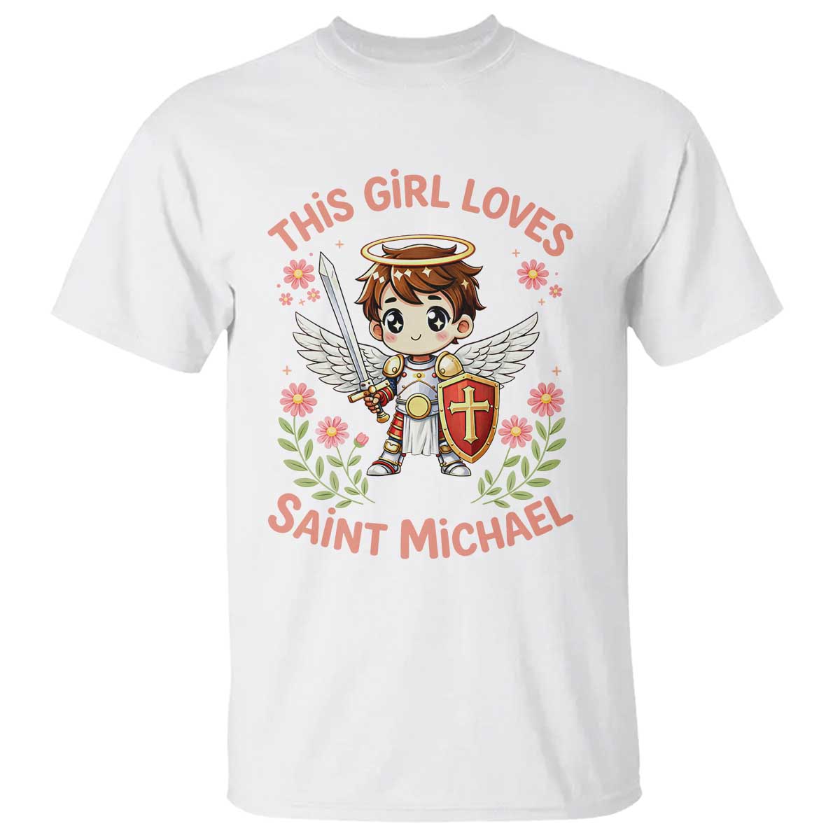 This Girl Loves Saint Michael T Shirt Catholic Faith Gift