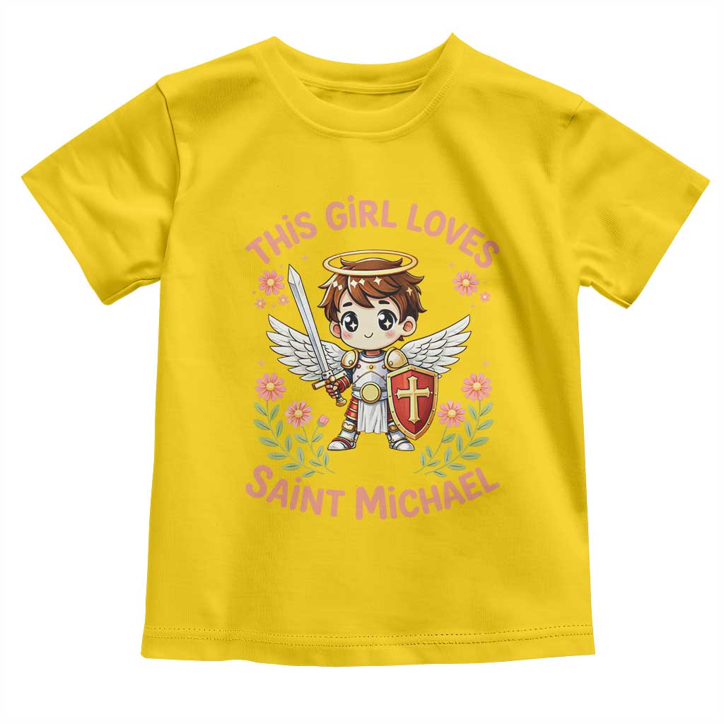 This Girl Loves Saint Michael Toddler T Shirt Catholic Faith Gift