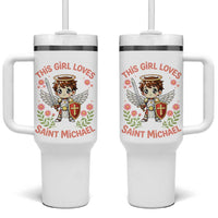 This Girl Loves Saint Michael Tumbler With Handle Catholic Faith Gift