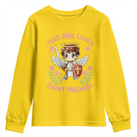 This Girl Loves Saint Michael Youth Sweatshirt Catholic Faith Gift