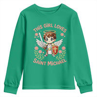 This Girl Loves Saint Michael Youth Sweatshirt Catholic Faith Gift
