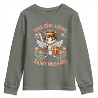 This Girl Loves Saint Michael Youth Sweatshirt Catholic Faith Gift