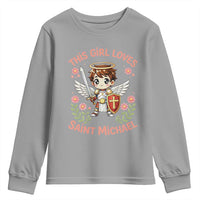 This Girl Loves Saint Michael Youth Sweatshirt Catholic Faith Gift