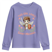 This Girl Loves Saint Michael Youth Sweatshirt Catholic Faith Gift