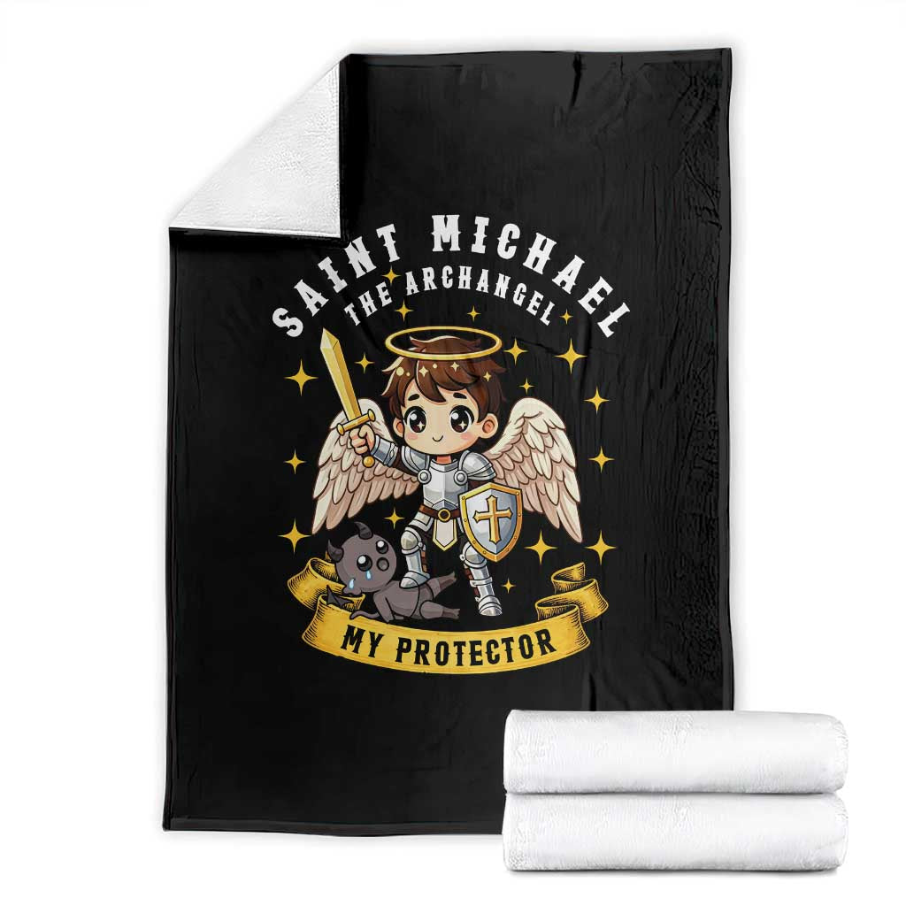 Funny Saint Michael Defeating Satan Throw Blanket Religious Faith Gift