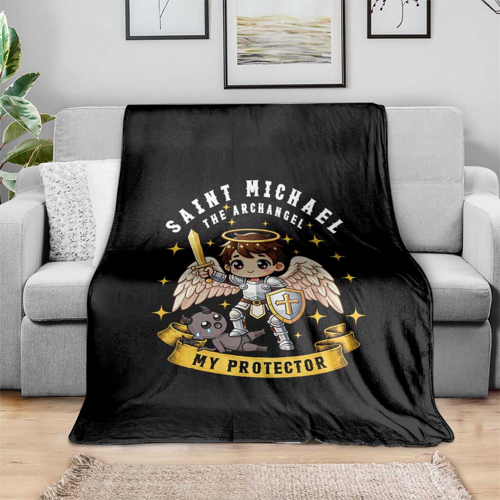 Funny Saint Michael Defeating Satan Throw Blanket Religious Faith Gift