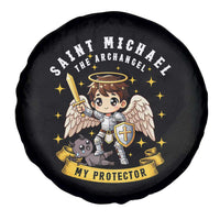 Funny Saint Michael Defeating Satan Spare Tire Cover Religious Faith Gift