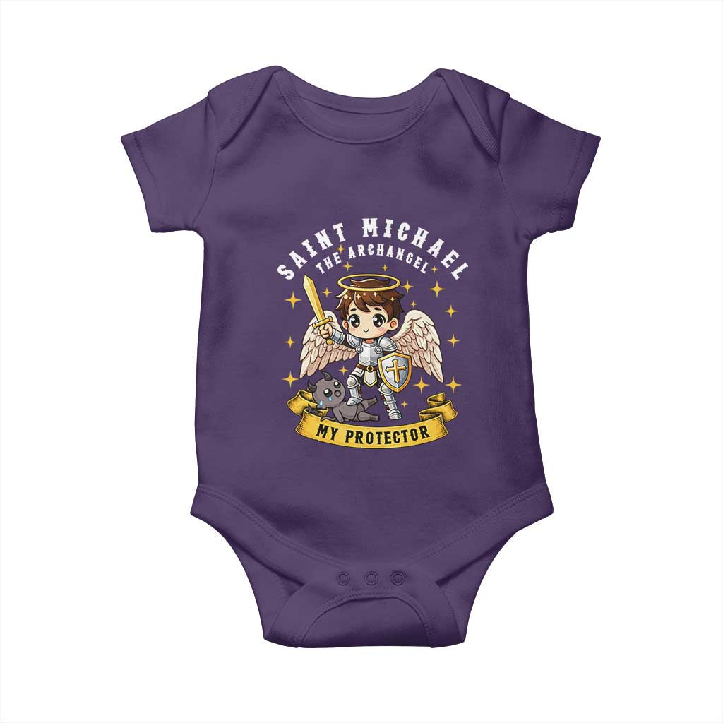 Funny Saint Michael Defeating Satan Baby Onesie Religious Faith Gift