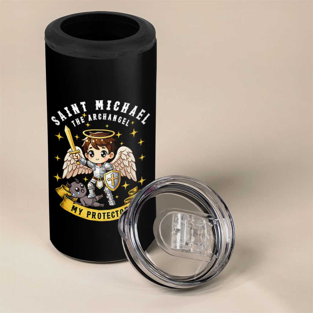 Funny Saint Michael Defeating Satan 4 in 1 Can Cooler Tumbler Religious Faith Gift