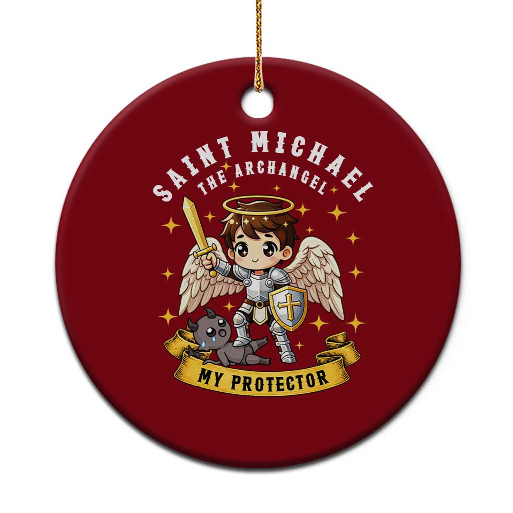 Funny Saint Michael Defeating Satan Ceramic Ornament Religious Faith Gift