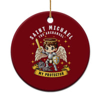 Funny Saint Michael Defeating Satan Ceramic Ornament Religious Faith Gift