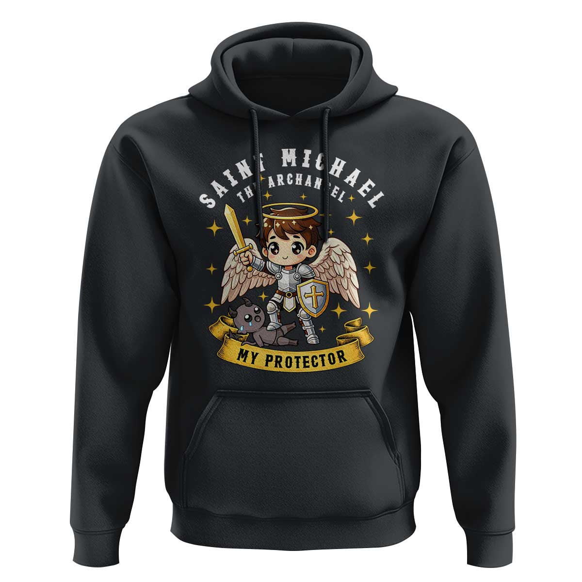 Funny Saint Michael Defeating Satan Hoodie Religious Faith Gift