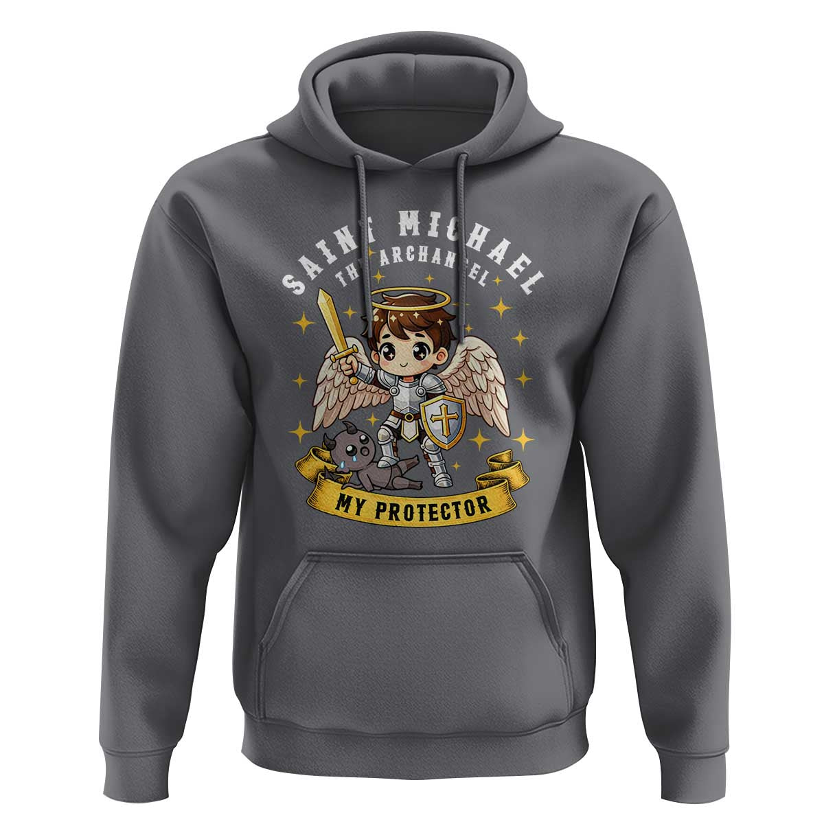 Funny Saint Michael Defeating Satan Hoodie Religious Faith Gift