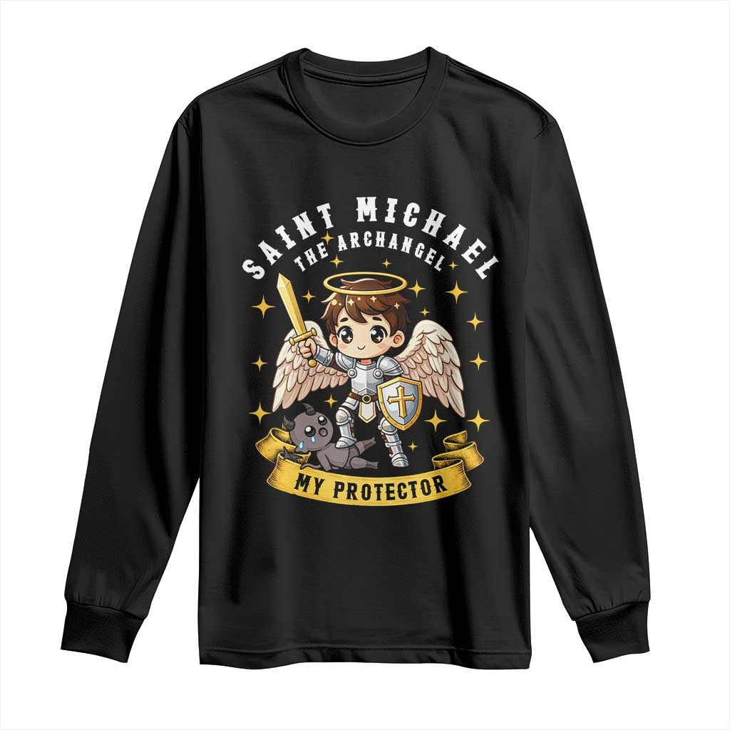Funny Saint Michael Defeating Satan Long Sleeve Shirt Religious Faith Gift