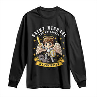 Funny Saint Michael Defeating Satan Long Sleeve Shirt Religious Faith Gift