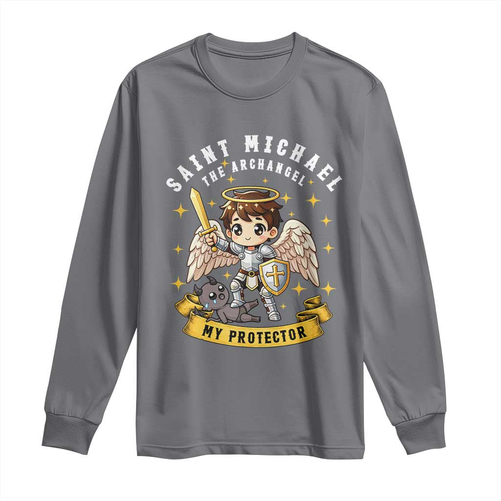 Funny Saint Michael Defeating Satan Long Sleeve Shirt Religious Faith Gift