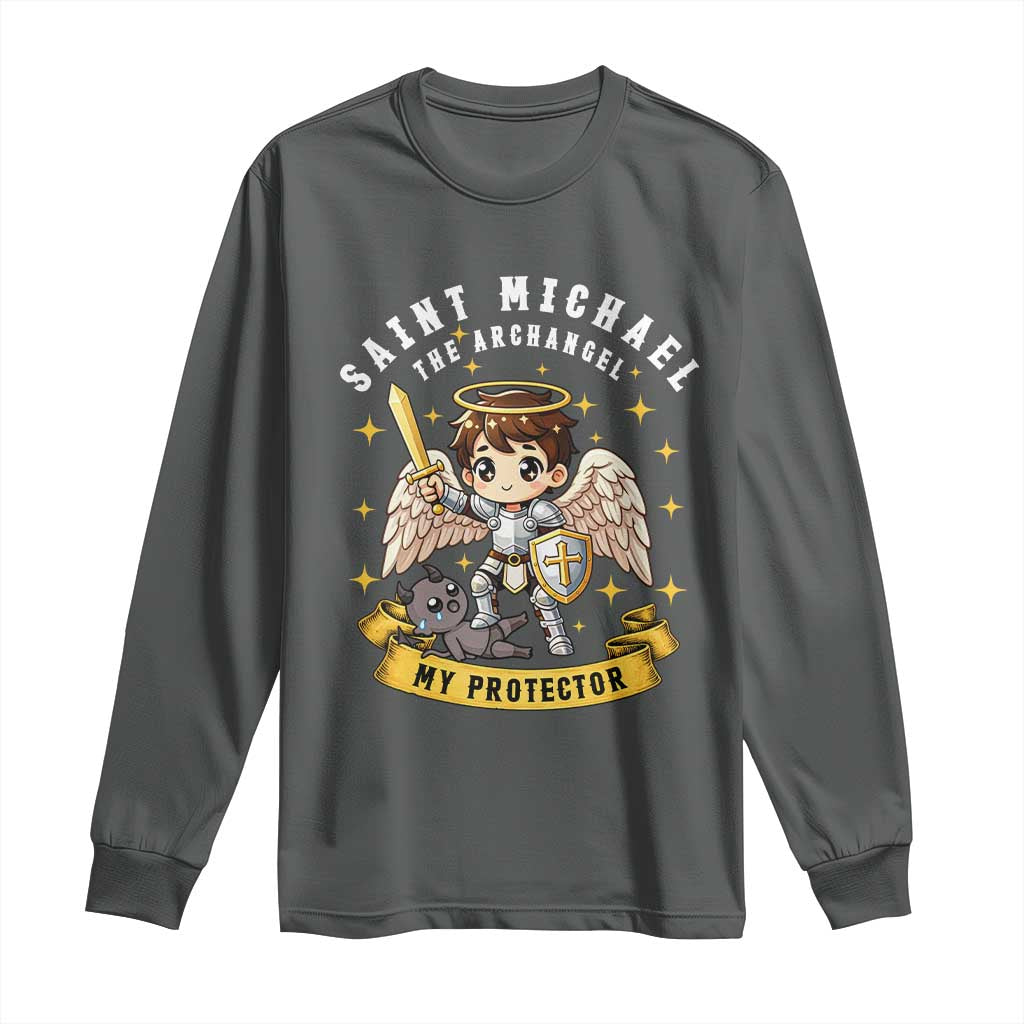 Funny Saint Michael Defeating Satan Long Sleeve Shirt Religious Faith Gift