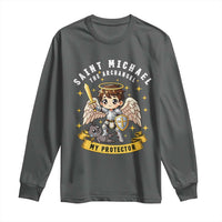 Funny Saint Michael Defeating Satan Long Sleeve Shirt Religious Faith Gift
