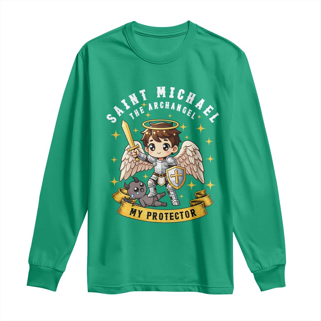 Funny Saint Michael Defeating Satan Long Sleeve Shirt Religious Faith Gift