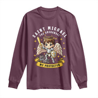 Funny Saint Michael Defeating Satan Long Sleeve Shirt Religious Faith Gift