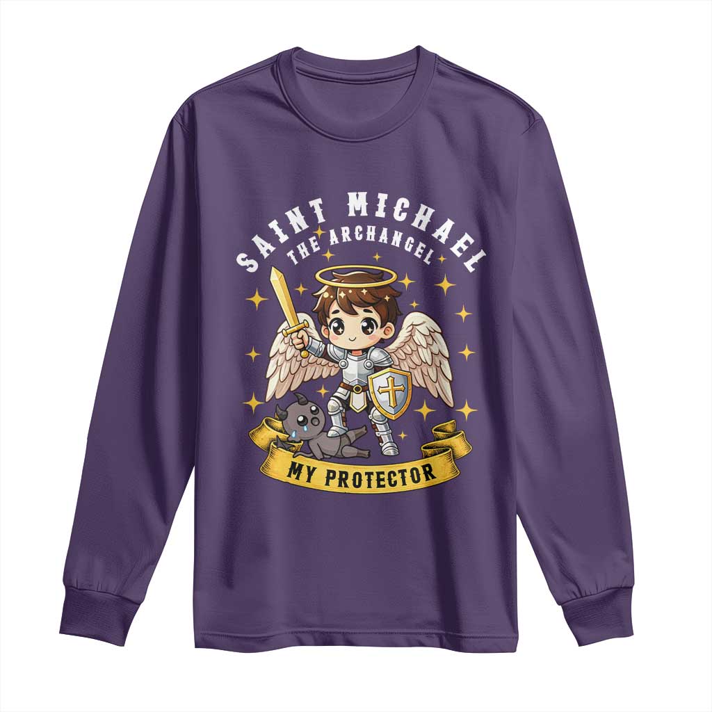 Funny Saint Michael Defeating Satan Long Sleeve Shirt Religious Faith Gift