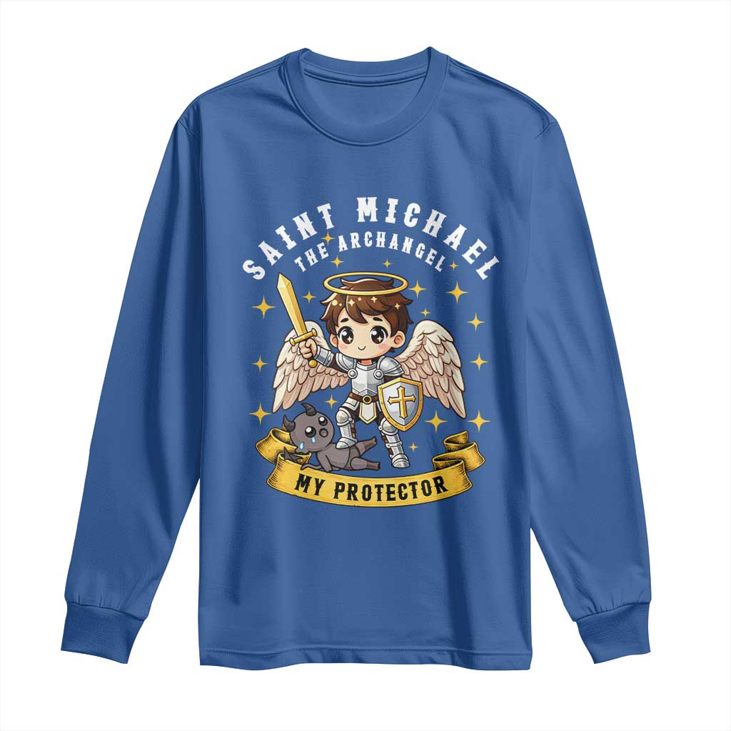 Funny Saint Michael Defeating Satan Long Sleeve Shirt Religious Faith Gift