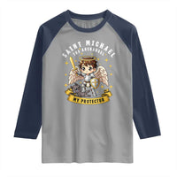 Funny Saint Michael Defeating Satan Raglan Shirt Religious Faith Gift