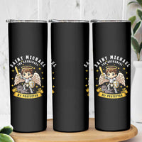 Funny Saint Michael Defeating Satan Skinny Tumbler Religious Faith Gift