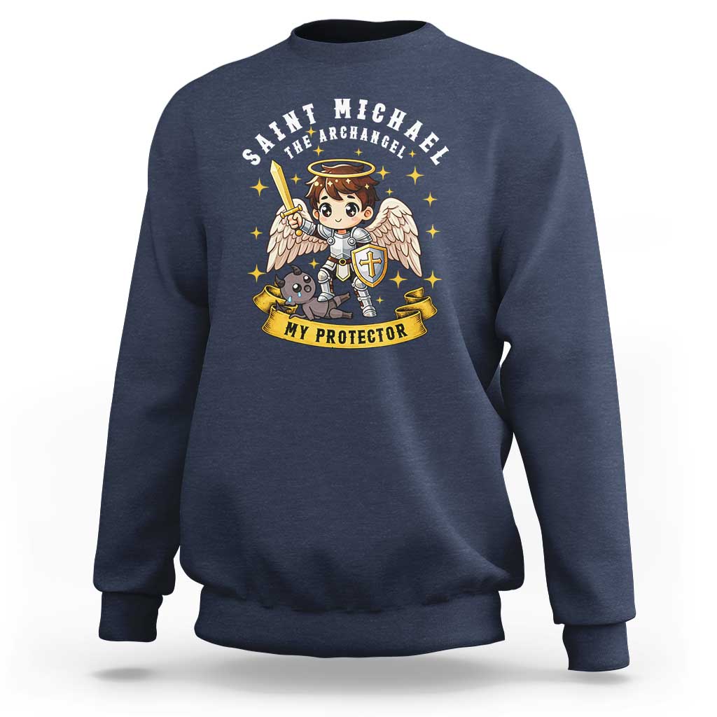Funny Saint Michael Defeating Satan Sweatshirt Religious Faith Gift