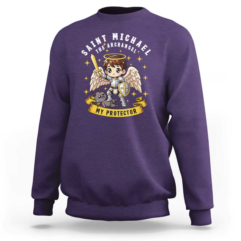 Funny Saint Michael Defeating Satan Sweatshirt Religious Faith Gift