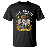 Funny Saint Michael Defeating Satan T Shirt Religious Faith Gift