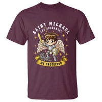 Funny Saint Michael Defeating Satan T Shirt Religious Faith Gift