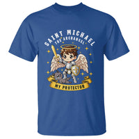 Funny Saint Michael Defeating Satan T Shirt Religious Faith Gift