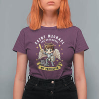 Funny Saint Michael Defeating Satan T Shirt For Women Religious Faith Gift