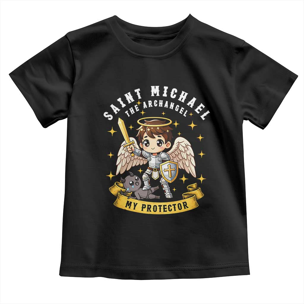 Funny Saint Michael Defeating Satan Toddler T Shirt Religious Faith Gift