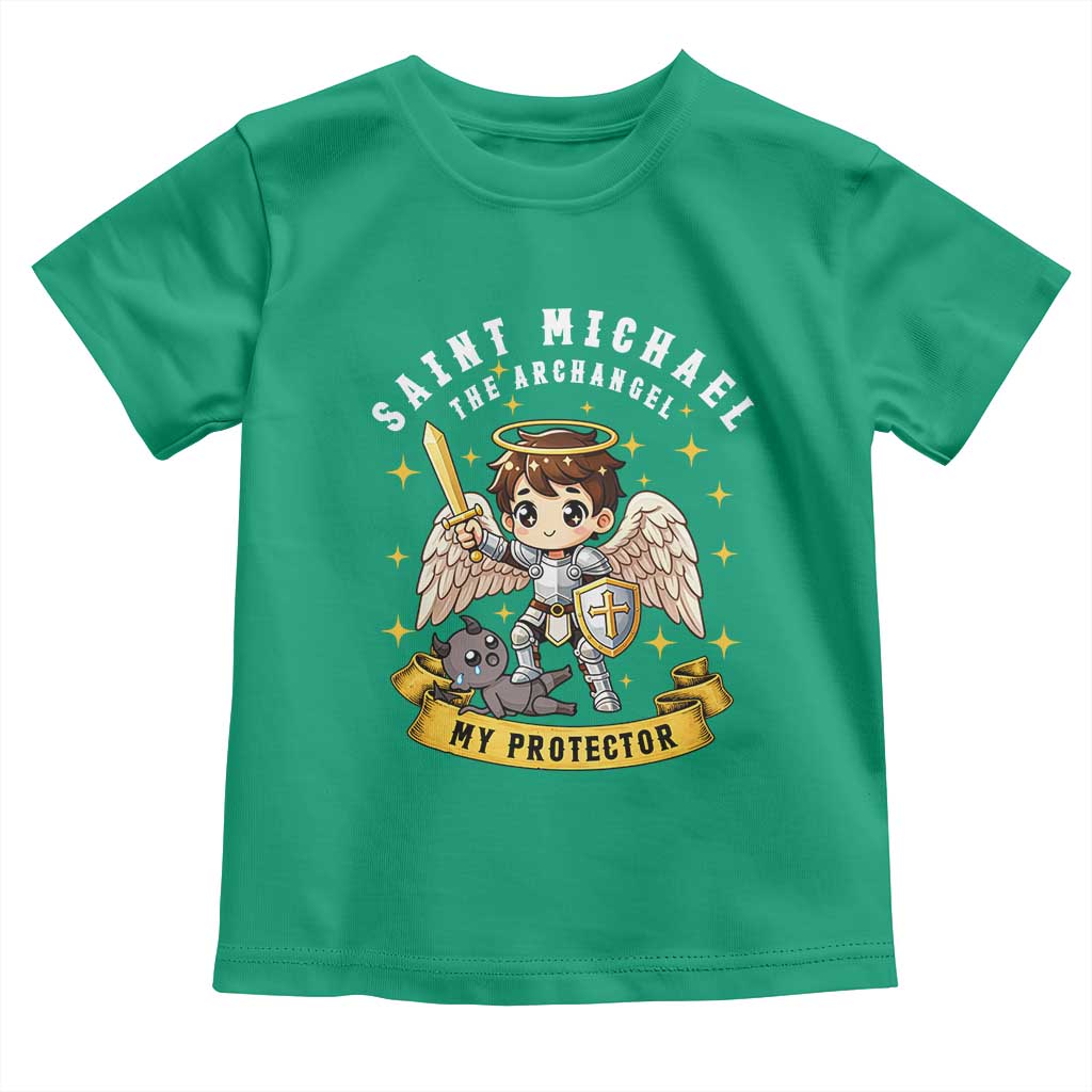 Funny Saint Michael Defeating Satan Toddler T Shirt Religious Faith Gift